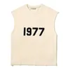 Men's short-sleeved FOG double thread ESSENTIALS flocked letter 1977 vest for men's summer plus size loose sleeveless T-shirt