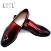 Wine-red Graduated Color Patent Leather Shoes Men High Quality Summer Casual Shoes Flats Loafers Handmade Mens Shoes