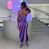Etnische kleding Afrikaanse tankjurk Dames Mouwloos Enkellange rugloze gewaden Zomer gestreepte print Sexy clubwear Lange maxi-jurken