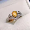 Klusterringar ädelsten fin ring naturlig orange eld opal 925 sterling silver juni födelsesten