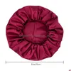 Hair Accessories Adjust Solid Satin Bonnet Styling Cap Long Care Women Night Sleep Hat Silk Head Wrap Shower Drop Delivery Products Dh3Dh