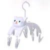 Bath Hangers 10 Clips Windproof Drying Rack White Cartoon Cute Multihead Hanging Clothes Hanger Durable Long 230625