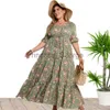 Casual Dresses 2023 Summer New Hot Sale European and American Style Plus Size Böhmen tryckt lös klänning för kvinnor x0625