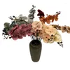 Decorative Flowers 5Pcs Faux Oil Painting Effect Butterfly Orchid 37" Artificial 9 Heads Phalaenopsis Plant For Wedding Centerpieces