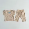 MILANCEL 2023 Sommer Baby Kleidung Set Floral Mädchen Pyjama Set Rüschen Mädchen Schlaf Tragen L230625