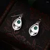 Dangle Earrings Retro 925 Silver Color Turquoise Earring For Women Bohemian Green Gemstone Orecchini Jewelry Bizuteria Garnet