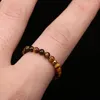 Cluster Rings Colorful Natural Stone Round Beads Garnet Agate Quartz Adjustable Ring For Women Wedding Jewelry Party Charm Gift 3mm