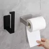 Neuer Toilettenpapierhalter aus Edelstahl, selbstklebend im Badezimmer, Seidenpapierhalter, schwarze Oberfläche, einfache Installation, keine Schraube