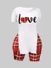 Dames Trainingspakken LW Tweedelig Shorts Set Zijsplit Letter Print Korte mouw O-hals T-shirt TopMatching Plaid/Leopard Bottoms Dames 2st