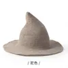 Halloween Cosplay Witch Hat Solid Color Wide Brim Wizard Pointy Bucket Cap Winter varm faux ull stickad fest maskerad hattar