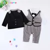 Babzapleume Spring Autumn Baby Wear Infant Boys Zestawy odzieży 1st Dżentelmen Kurtka+Rompers Noworodka Ubrania BC1416 L230625