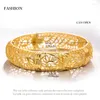 Bangle kan öppna 1st Flower Dubai Gold Color Bangles Women Girls Jewelry Arab Mellanöstern African Copper Wedding Gift Melv22