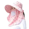 Wide Brim Hats Rimiut Farm Working Outdoor Sunprotection Face Mask Sunhats For Women Fashion Flower Printed Summer Hat UV Protect Sun HatSun block HKD230625