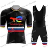 Rowerowe koszulki Zestawy Totalenergies Black World World Champion Slovakia Cycling Jersey Bike Shorts Peter Sagan Cycling Clothing Zestaw Cyklisticky Dres 230621