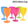 Wijnglazen 300ml Frosted Plastic Kleurrijke Wijnglazen Cocktail Champagne Goblet Voor Bar Party 6pcsset 230625