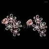 Stud Earrings ZHOUYANG Four Little Flowers For Women Rose Gold Color Jewelry Made With Austrian Crystal Wholesale ZYE654