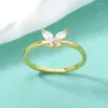 Cluster Rings Trend Girls Women Crystal Butterfly Finger-Ring Charm Simple Couple Casamento Projetado Para Jóias de Presente de Aniversário