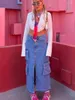Spódnice 2023 Kobieta ubranie Eleganckie kieszenie wysokiej talii dżinsowa spódnica uliczna w stylu Korean Summer Long Maxi Jeans Solid Blue