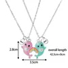 Summer Style 2pcs/set Heart Unicorn Cat Animal Pendant Girl BFF Necklace for 2 Best Friends Kids Friendship Gifts