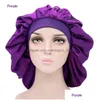 Hair Accessories Adjust Solid Satin Bonnet Styling Cap Long Care Women Night Sleep Hat Silk Head Wrap Shower Drop Delivery Products Dh3Dh