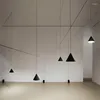 Pendant Lamps Nordic LED Light Black For Living Room Lights Restaurant Bedside Suspension Lighting Metal Long Wire Cone Shape