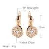 Boucles d'oreilles pendantes 585 pince en or Rose pour femmes courbe élégante creux autour de Zircon doré fête fiançailles bijoux fins