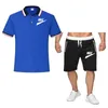 Summer Mens Sportswear Brand LOGO Fitness Suit Running Clothes Casual Black T-shirt Shorts Sets Breathable 2 Piece Jogging Tracksuit Men