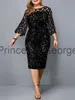 Robes décontractées grande taille robes élégantes 2021 femmes Sexy Midi Sequin robe de soirée à manches longues or fête nuit maille luxe femmes vêtements x0625