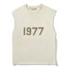 Men's short-sleeved FOG double thread ESSENTIALS flocked letter 1977 vest for men's summer plus size loose sleeveless T-shirt