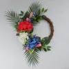 Dekorativa blommor Snögubbetråd Wreath Form Christmas för eldstaden Fjärde juli kransar patriotiska amerikanska handgjorda minnesdag