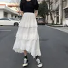 Skirts Women Long Skirt Spring Summer Lolita Goth Ruffles Pleated Flare Elastic Waist Beach Holiday Boho Harajuku Street Wear