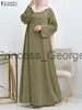 Casual Jurken ZANZEA Mode Herfst Vrouwen Moslim Jurk Jilbab Islamitische Kleding Solid Party Vestidos Kaftan Dubai Turkije Abaya Hijab Zonnejurk x0625