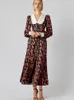 Basic Casual Dresses Casual Floral Printed Women Dress Vintage Doll Collar Lantern Sleeve Female Long Dresses Spring Chic Office Lady Vestidos 230621
