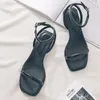 Sandálias Moda Chunky Feminino Salto Médio Sapatos Deslizamento Marca Verão Dedo Aberto Casual Vestido Raso Chinelos Slingback 2023