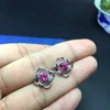 Pendientes de tuerca Atractivo topacio rojo Piedra preciosa Niña Joyería de plata Fiesta de cumpleaños Regalo de año Adorno de gema natural certificado