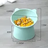 Cat Bowls Feeders Cute Cat Bowl High Foot Dog Bowl 45°Neck Protector Pet Food Water Feeder Bowl Anti-overturning Binaural Pet Feeding Cup Goblet 230625