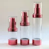 Storage Bottles Makeup Tools High-grade Rose Red Airless Pump Cosmetic Package With Transparent Cap Refillable Bottle 10pcs/lot 30ml