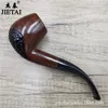 Smoking Pipes Vintage black sandalwood carved filter pipe, dual purpose solid wood dual purpose inserted pipe, creative handmade old-fashioned dry pipe