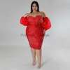 Casual Dresses SOMOIA Plus Size Dress Sexy Sequin Dress Strapless Gauze Solid Evening Dress Tight Hot Girls Party Dress Wholesale Dropshipping x0625