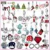 For pandora charms jewelry 925 charm beads accessories Christmas Santa Claus Elk Gift Flamingo Snowflake charm set