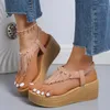 Uflame 838 Sandalen schoenen voor vrouwen dikke wig hiel hiel bohemia dames slippers buitenstrand 2024 zomer