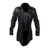 Chaquetas para hombre, chaqueta de cuero para hombre, abrigos largos impermeables de piel sintética para invierno, ropa para motocicleta, cremallera negra gótica