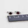 Stud Küpe Doğal Garnet Toka Gerçek 925 STERLING Gümüş Ov 7 5mm Taş Kadın için Basit Hediye Marka- İyi Kalite