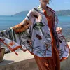 Foulards femmes châle anti-poussière Anti-UV respirant imprimé fleuri Protection solaire mince Style ethnique été voyage Poncho serviette de plage