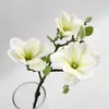 Dekorativa blommor 3 huvud vackra romantiska magnolia blommor hem dekoration pografi props bröllop bord arrangemang