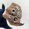 Zespół pierścienie Hiphop Vintage kolor srebrny Poker Angel Wings Finger Rings dla kobiet Punk serce motyl Boho pierścionki na środek palca zestawy Trend biżuteria x0625