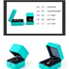 Jewelry Boxes Creative Blue PU Leather Diamond Ring Box Proposal Pendant Necklace Gift BoxBrand Packaging 230621