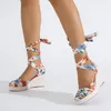 2024 Sandals Women's BceByl Fashion Platform Wedge High Heels Summer Sexy Sexy Party Party Banquet Zapatos de Mujer 81355