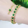 Link bransoletki błyszczące afrykańska zielona sześcienna cyrkonia łańcuch tenisowy luksusowa bransoletka dla kobiet Dubaj Gold Kolor Wedding Charms Biżuteria