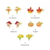 Dangle Earrings Sterling Silver S925 Fashion Autumn Leaf Pumpkin Color Dripping Scarecrow Ladies Jewelry